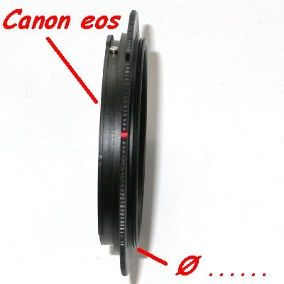 Anello inversione ottica Canon Eos EF offerta per   49 / 67 / 72 / 77 mm MACRO