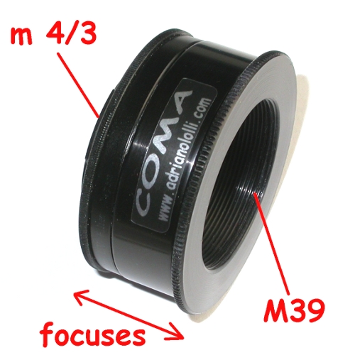 micro 4/3 adapter , enlarger len focuses x ingranditore 39x1 con messa a fuoco B