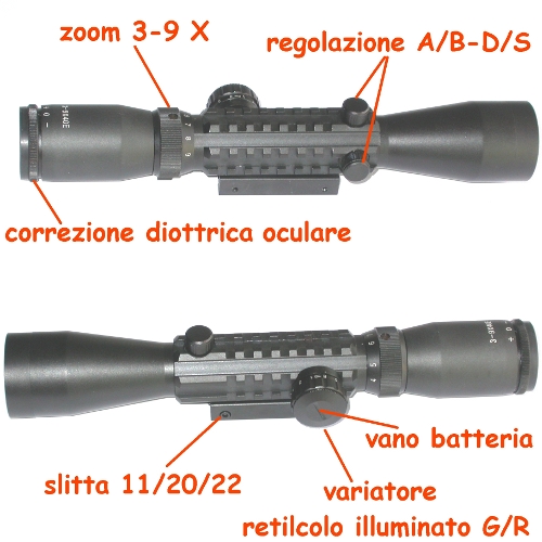 Cannocchiale compatto per carabina fucile 3/9  40 riflescope