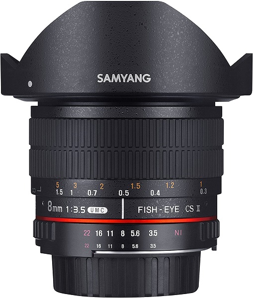 Obiettivo ultragrandangolo FISH-EYE  focale 8mm f 3,5 innesto Nikon