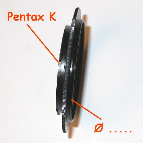 Anello inversione ottica Pentax K offerta per  Ø 49 / 67 / 72 / 77 mm MACRO