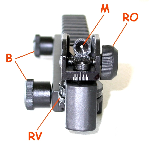 Slitta  scina weaver picatinny 22 mm con mirino a traguardo  registrabile