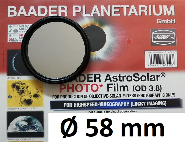 AstroSolar  Photofilm Filtro di assorbimento neutro Density 3.8   58mm 