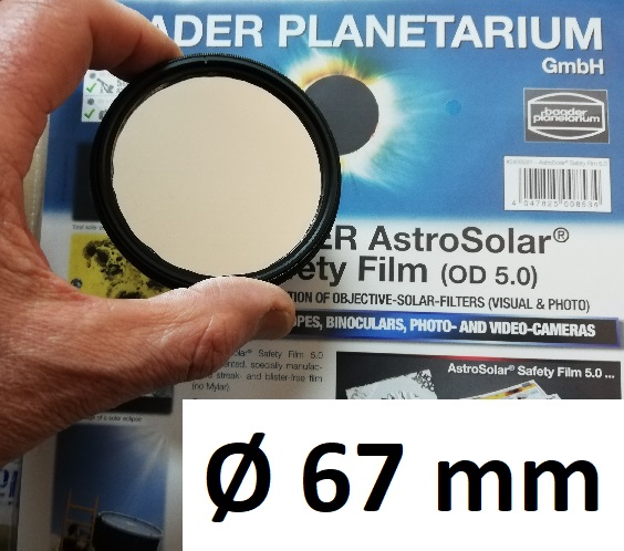 AstroSolar ™ Photofilm Filtro di assorbimento neutro Density 5  Ø 67mm 