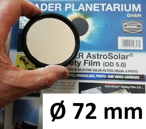 AstroSolar ™ Photofilm Filtro di assorbimento neutro Density 5  Ø 72mm 