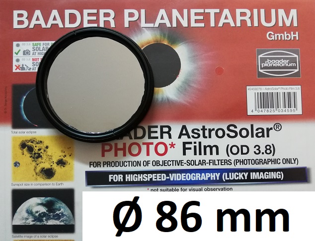 z AstroSolar ™ Photofilm Filtro di assorbimento neutro Density 3.8  Ø 86mm 