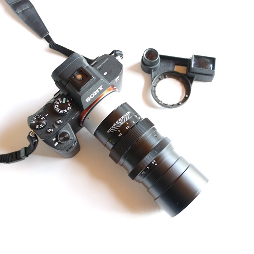 Modifica obiettivo Leica elmarit 135mm occhiali con innesto E-mount