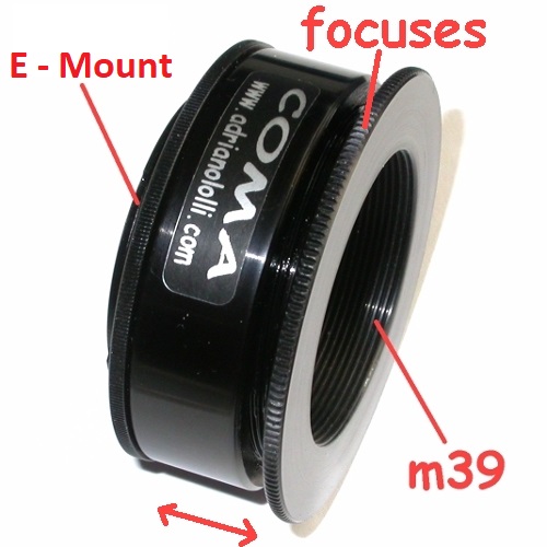 NEX E MOUNT adapter Enlarging Lens, focuses x ingranditore39x1 con messa a fuoco
