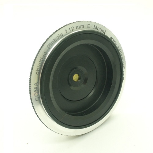 Obiettivo foro stenopeico, pinhole,camera obscura per mirrorless E-mount  f=12mm