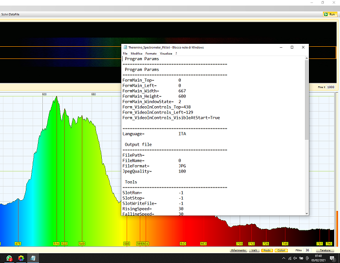 Ri-Calibrazione spettroscopio per programma Theremino: fornitura del file 