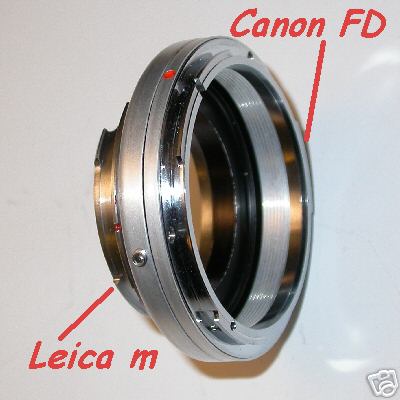 Raccordo per fotocamera Leica M Voigtlander Bessa a obbiettivo Canon FD