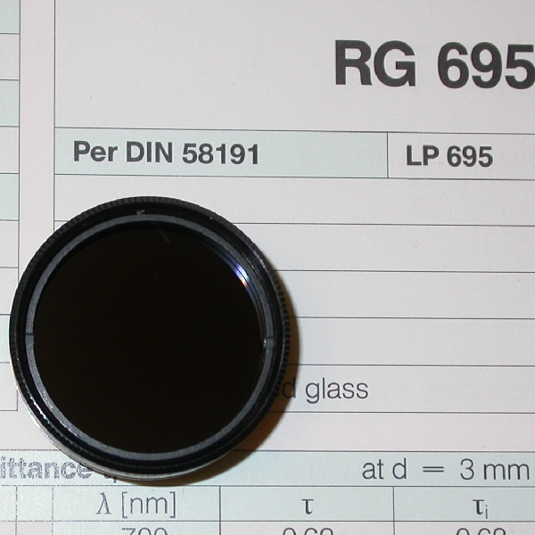 Filtro IR PASS Schott RG 695 nm per webcam Ø attacco oculari 31,8