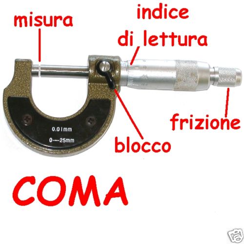 Micrometro 0 / 25 mm 0-25 strumento di misurazione 0,01