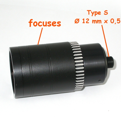 Obiettivo Super TELE IR MACRO per telecamera CCTV passo S mount f 80 mm 1:4,5 IR