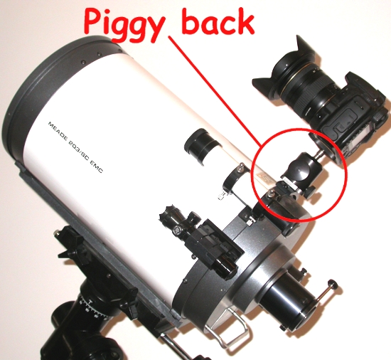Piggy back Supporto regolabile a sfera x foto Telescopio ad attacco rapido 2V