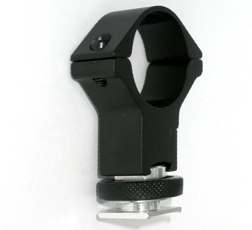 Supporto per torcia e accessori Ø 30 mm con attacco slitta flash e cavalletto