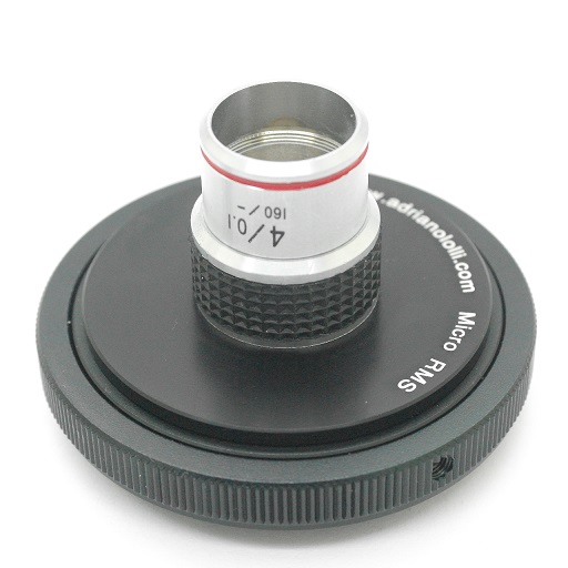 Obbiettivo micro RMS 4X con raccordo per fotocamere reflex / mirrorless