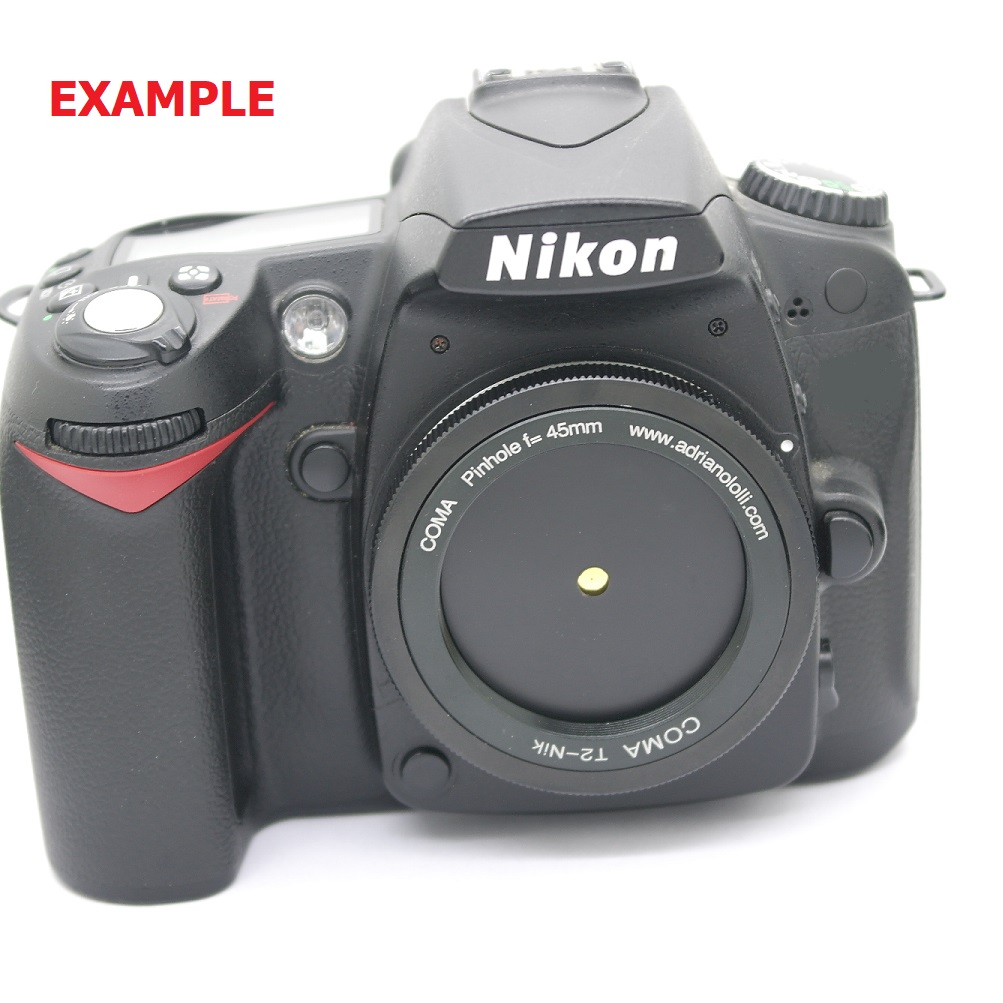 Obiettivo foro stenopeico,pinhole,camera obscura per reflex Nikon focale 45mm