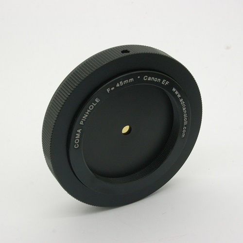 Obiettivo foro stenopeico, pinhole, camera obscura per reflex CANON EOS F 45 mm