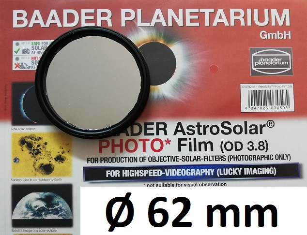 z AstroSolar ™ Photofilm Filtro di assorbimento neutro Density 3.8  Ø 62mm 