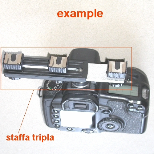 Staffa x flash Metz Sunpak Nikon ecc. o altri accessori  tripla  slitta 