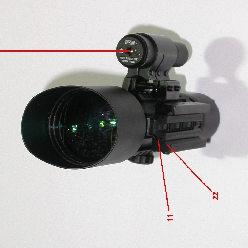 Cannocchiale riflescope zoom compatto con puntatore laser per armi 3-10X 42 
