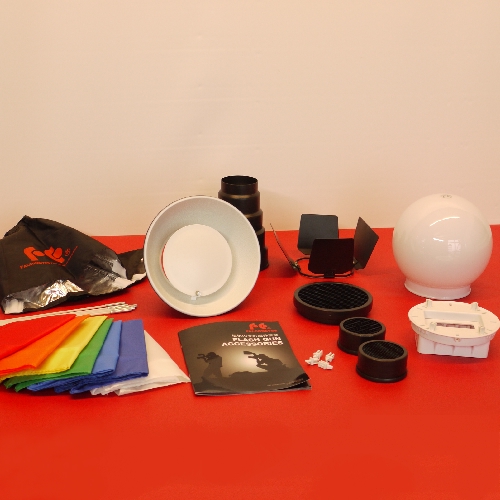 Super kit semi universale per flash, set diffusore a luce diffusa e spot  