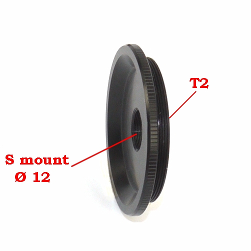 T2 mount camera Raccordo adattatore  a obiettivo S mount 12 x 0.5 Adapter lens
