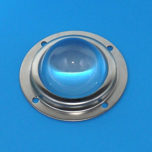 Lente condensatore parabolico in vetro  Ø 50mm H 28 con supporto e guarnizione