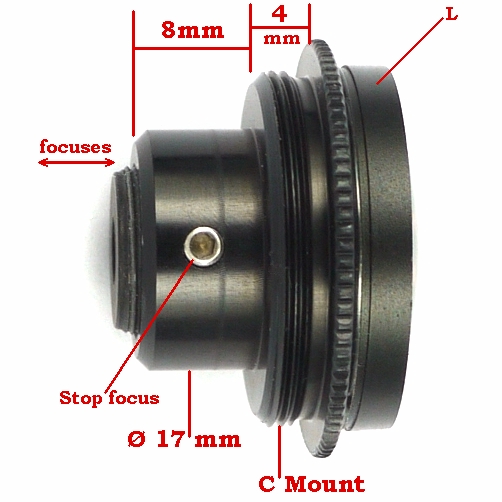Obiettivo super wide angle FISH-EYE  F1.8 mm C Mount Lens