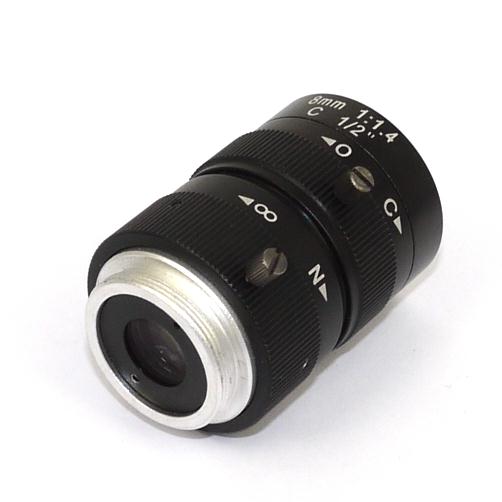 Obiettivo megapixel telecamera CCTV innesto C mount f8 mm 1:1,4 1/2'' tv lens IR