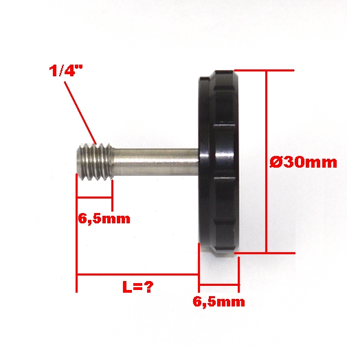 Pomello, manopola vite INOX 1/4'' scaricata per uso videofotografico