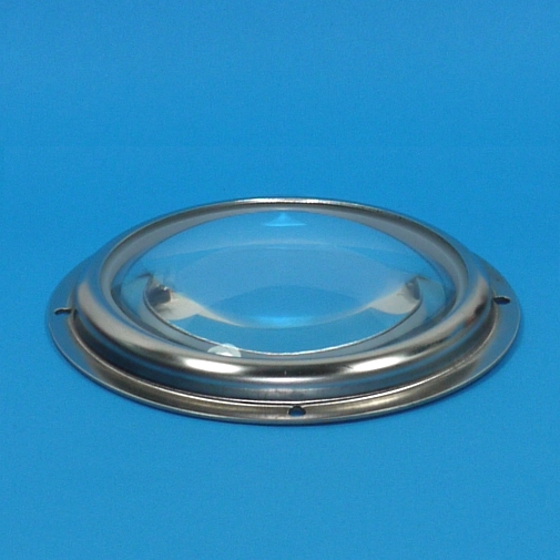 Lente condensatore parabolico in vetro Ø 100mm H 22mm con supporto e guarnizione