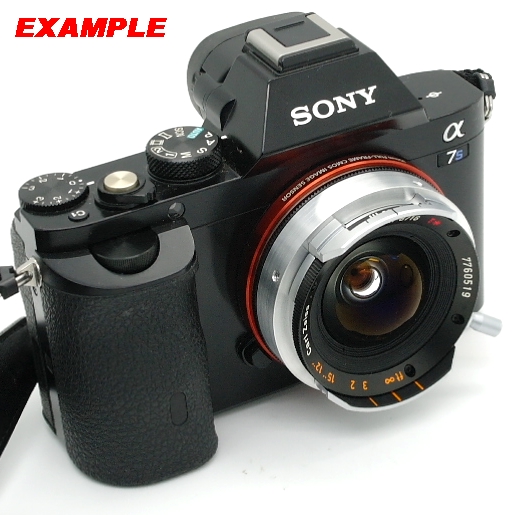 Raccordo semifisso camera E-Mount  a obiettivo Contax G Zeiss 16mm f/8 Hologon