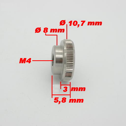 Manopola, pomello, dado Ø 4mm in acciaio nichelato 