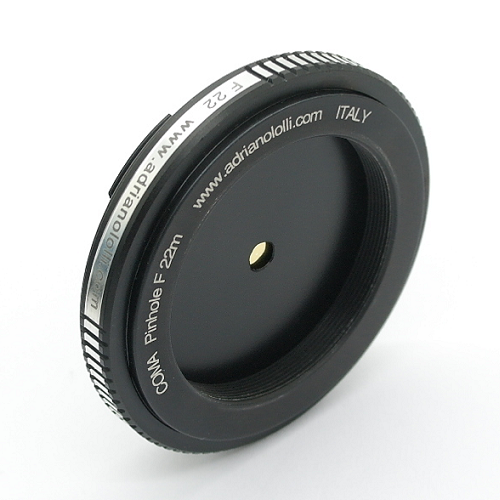Obiettivo foro stenopeico, pinhole, camera obscura per mirrorless Leica T f=22mm