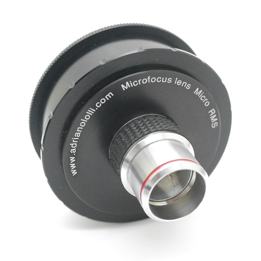 Obbiettivo micro RMS 4X con attacco microfocus a fotocamere reflex e mirrorless